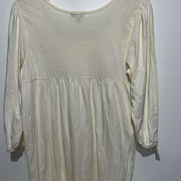 One World Women's Cream Crochet Sequin 3/4 Sleeve 100% Cotton Blouse Large - Picture 6 of 9